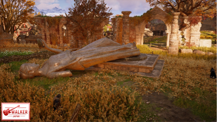 アサシンクリードヴァルハラの倒れた女神像