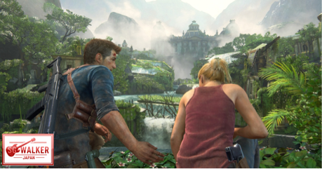 大自然に飲み込まれた自由の楽園リバタリア。奥に大きな屋敷の廃墟が見える。