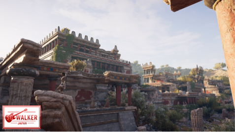 クノッソス宮殿を眺める主人公カサンドラ。紀元前420年ころなのに、すでに廃墟と化している。