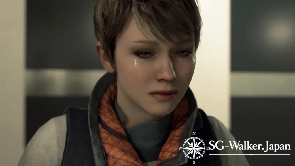 Detroit: Become Humanで不安に押し潰され、涙の表情を浮かべるカーラ