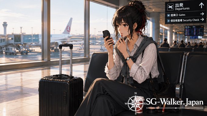 トルコ行の飛行機を待つアリア