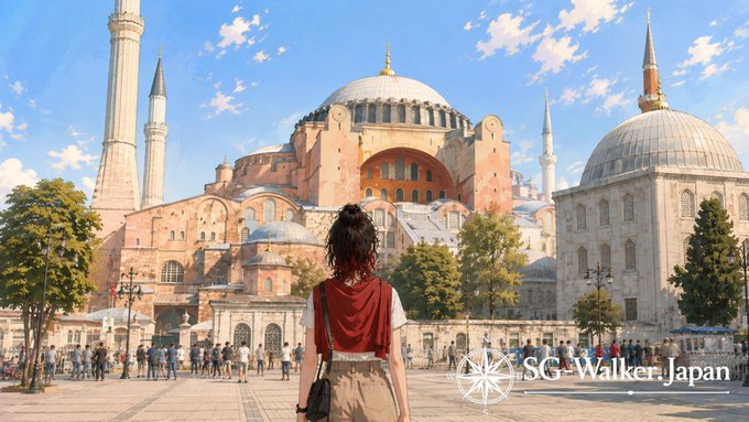 トルコのアヤソフィアを眺めるアリア