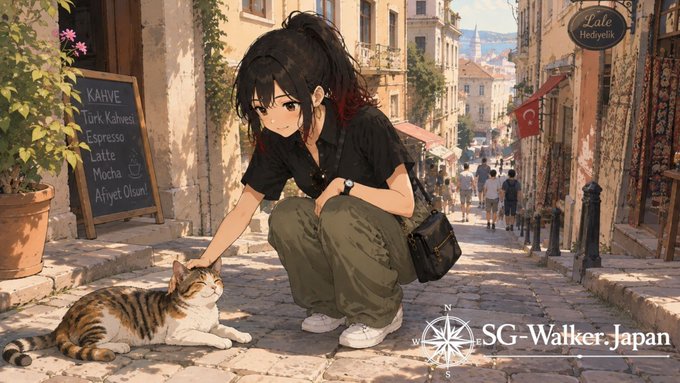 イスタンブールの猫をなでるアリア