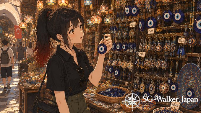 イーブルアイを手に取り悩むアリア