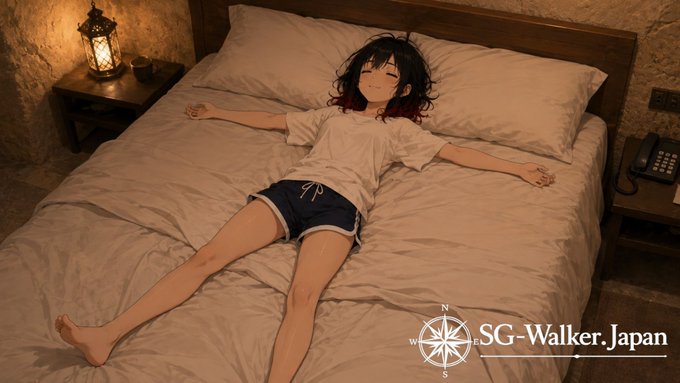 ベッドにダイノジになって寝るアリア