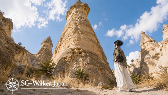 奇岩群を下から見るアリア